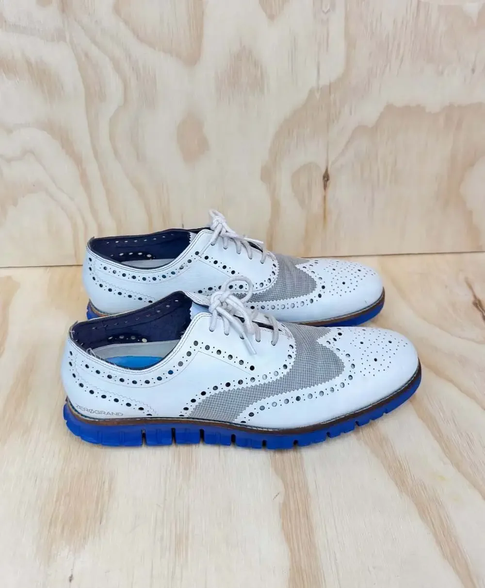 Cole Haan Zerogrand Wingtip Oxford White Blue Men's Shoes Size 11